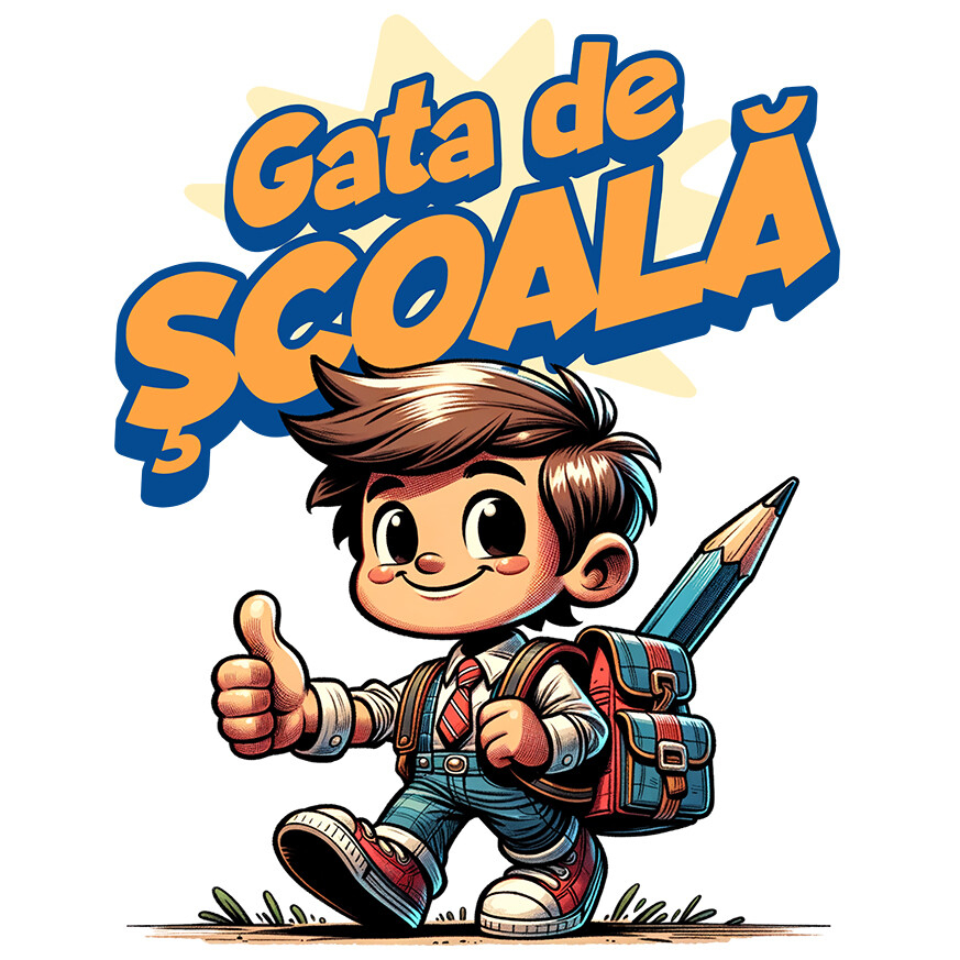 Sticker Adeziv Autocolant Personalizat Băiat Vesel cu Rucsac și Creion Imens | Pregătit pentru Școala și Educație [1]