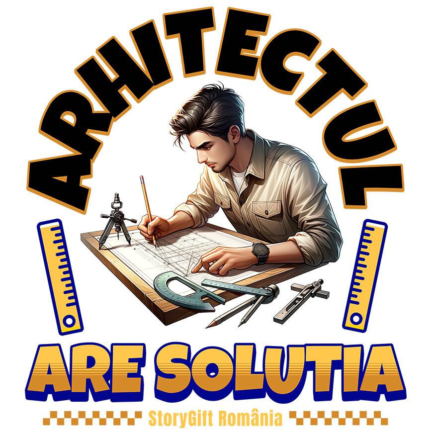 Sticker Adeziv Autocolant Personalizat Bărbat Arhitect cu Schițe – Cadou Personalizat pentru Pasionații de Design și Cadastru [1]