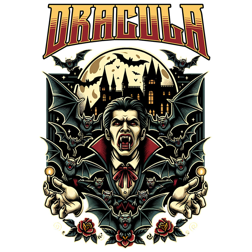 Sticker Adeziv Autocolant Personalizat Bărbat Horror Cu Colți Vampir - Costum Halloween Dracula și Castel Tematic [1]