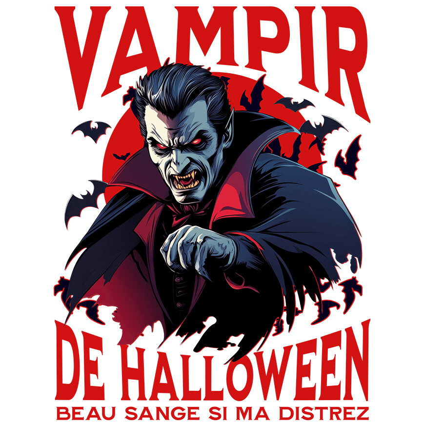 Sticker Adeziv Autocolant Personalizat Costum Dracula De Halloween Cu Capa și Colți Lung - Vampir Înfricoșător [1]
