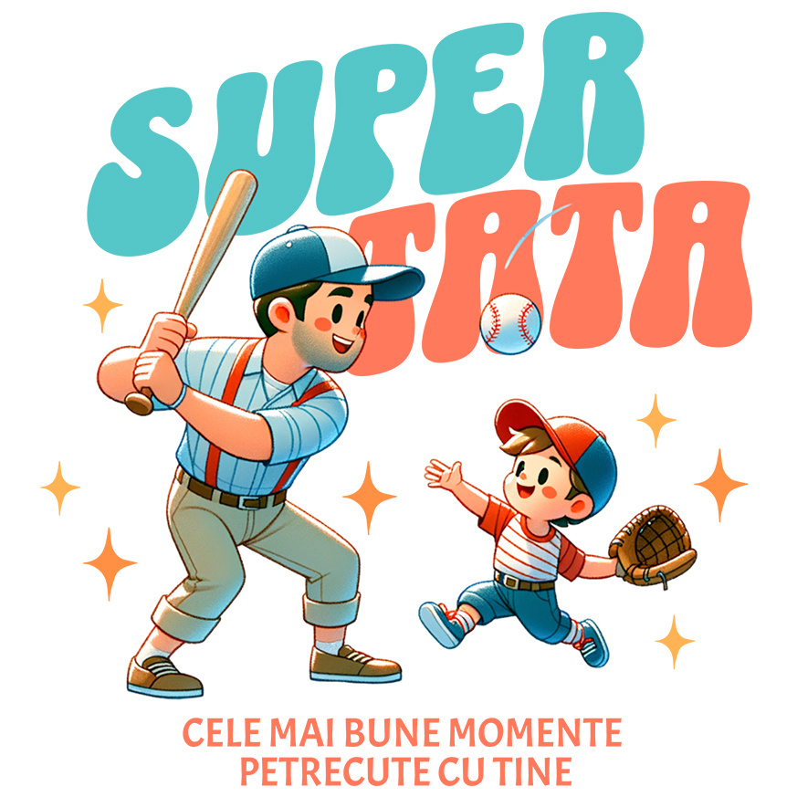 Sticker Adeziv Autocolant Personalizat Cadouri Personalizate Tata și Fiul | Super Tata, Cele Mai Bune Momente, Baseball [1]
