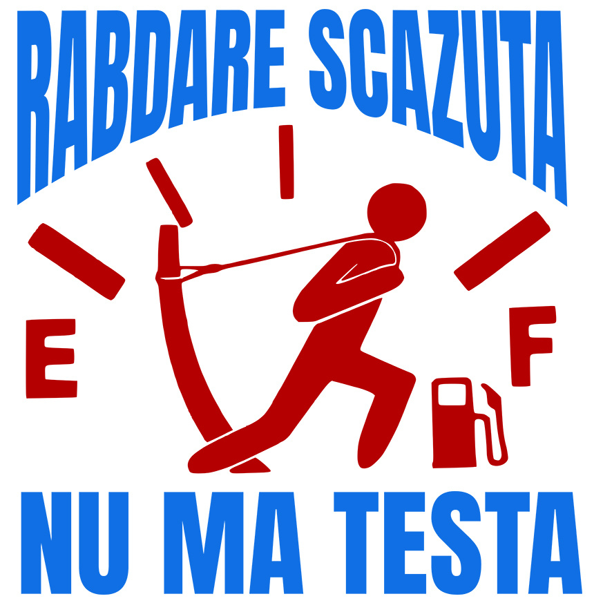 Sticker Adeziv Autocolant Personalizat Semn Bord – Bărbat Tragând Sfoara la Nivelul Combustibilului Scăzut [1]