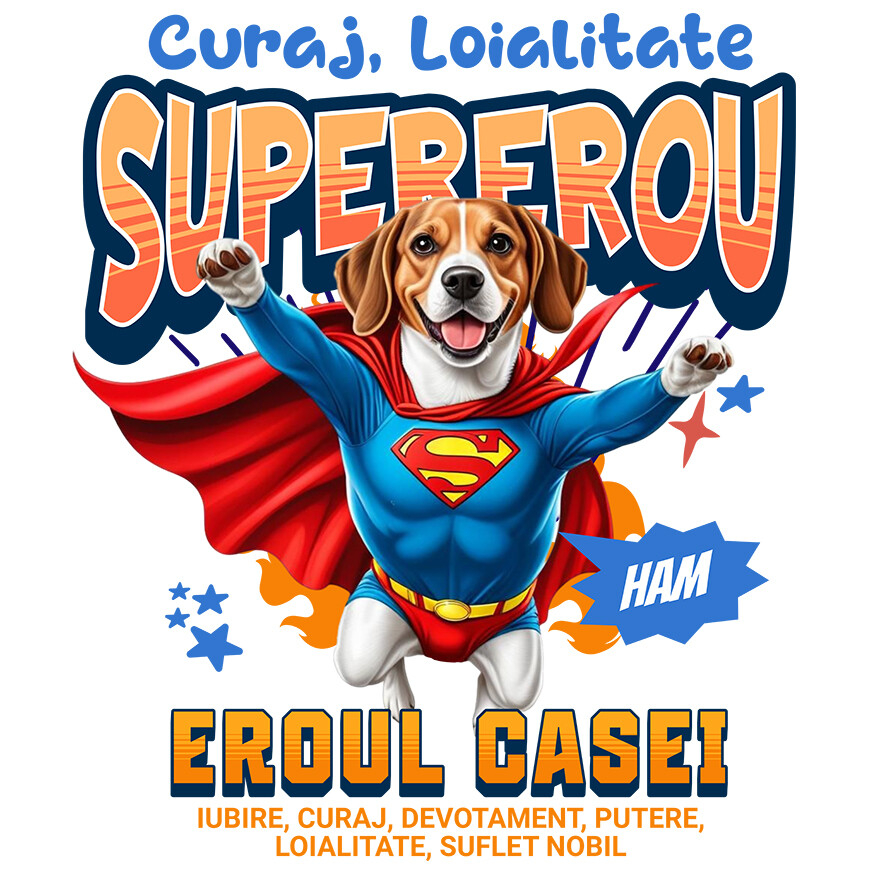 Sticker Adeziv Autocolant Personalizat Beagle în Costum de Superman – Produse Personalizate pentru Familie și Copii [1]