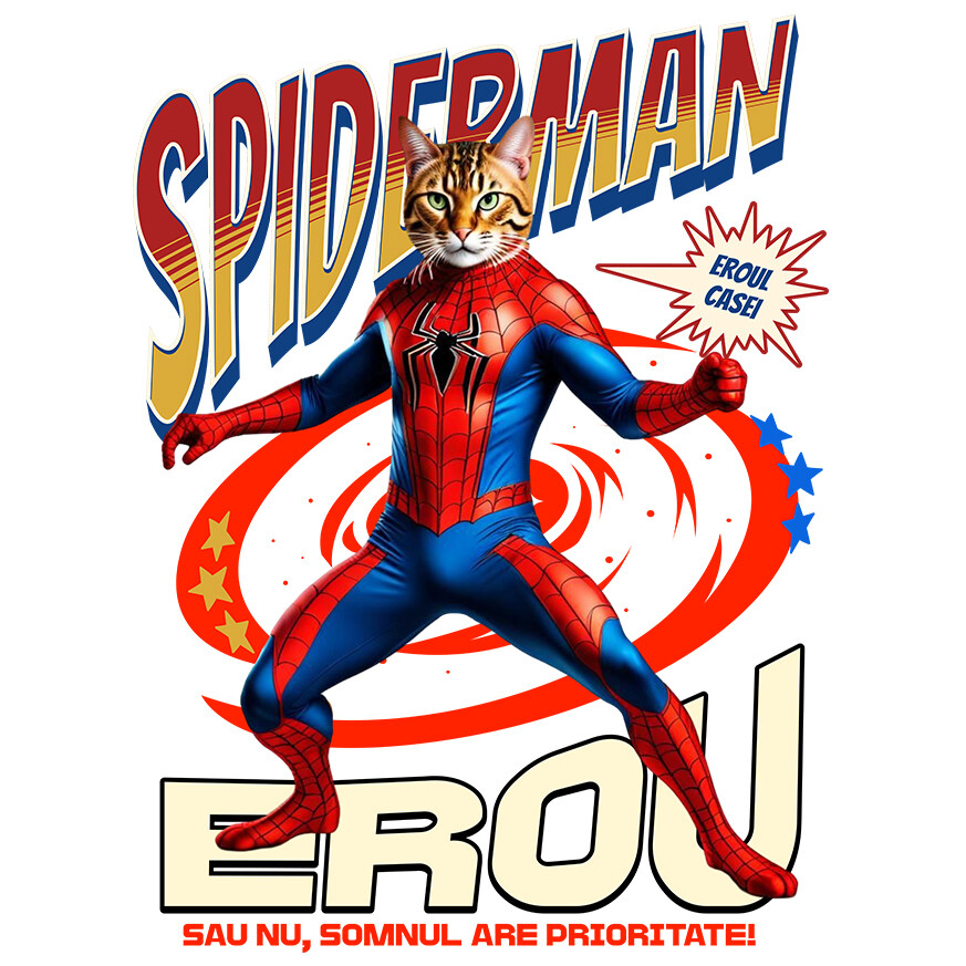 Sticker Adeziv Autocolant Personalizat Pisică Bengal în Costum Spider-Man cu Pelerină - Cadou Personalizat pentru Iubitorii de Pisici și Copii [1]