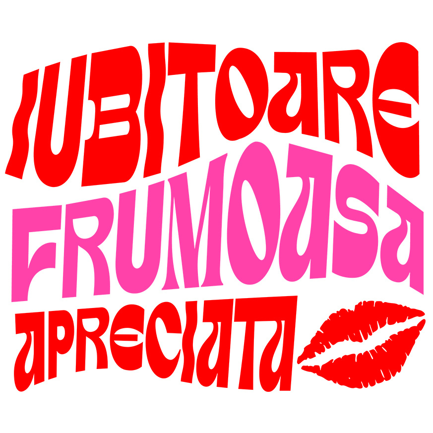 Sticker Adeziv Autocolant Personalizat Femeie Iubitoare și Fericită - Mesaj Colorat cu Urme de Buze Roșii | Cadouri Personalizate pentru Femei [1]