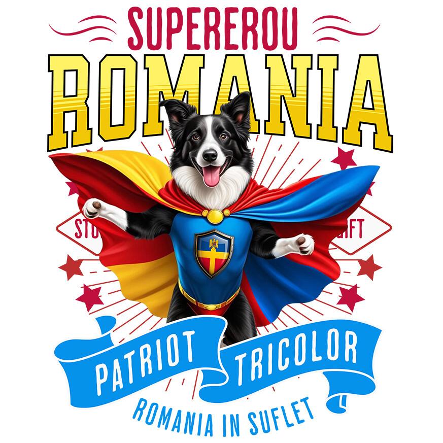 Sticker Adeziv Autocolant Personalizat Border Collie în Costum de Căpitan România – Cadou Personalizat pentru Iubitorii de Câini [1]