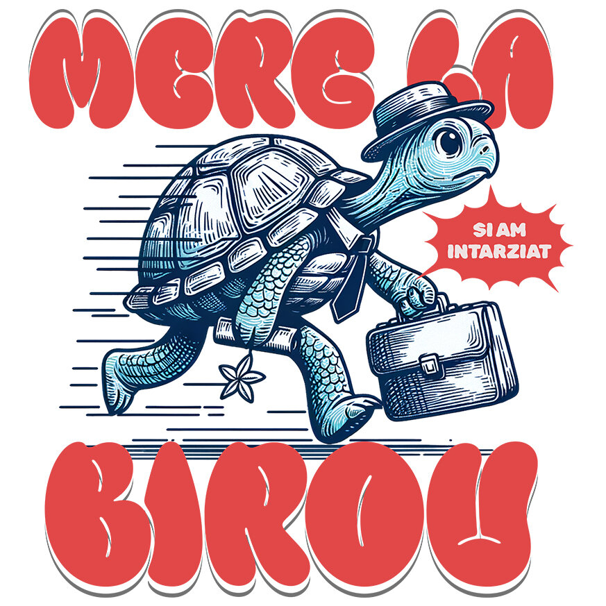 Sticker Adeziv Autocolant Personalizat Broască Țestoasă Grăbită – Servietă, Pălărie, Cravată, Muncă și Umor [1]