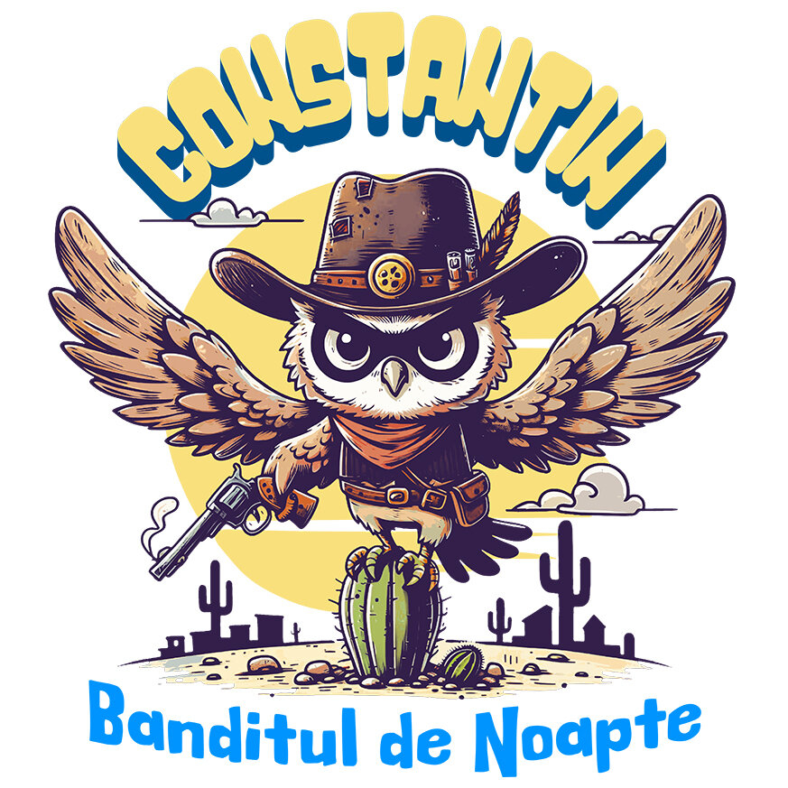 Sticker Adeziv Autocolant Personalizat Bufnița Șerif cu Aripi Imense - Cadou Personalizat pentru Copii și Familie [1]