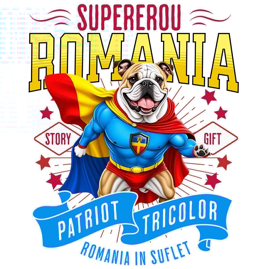 Sticker Adeziv Autocolant Personalizat Bulldog în Costum de Căpitan România – Cadou Personalizat pentru Iubitorii de Câini [1]