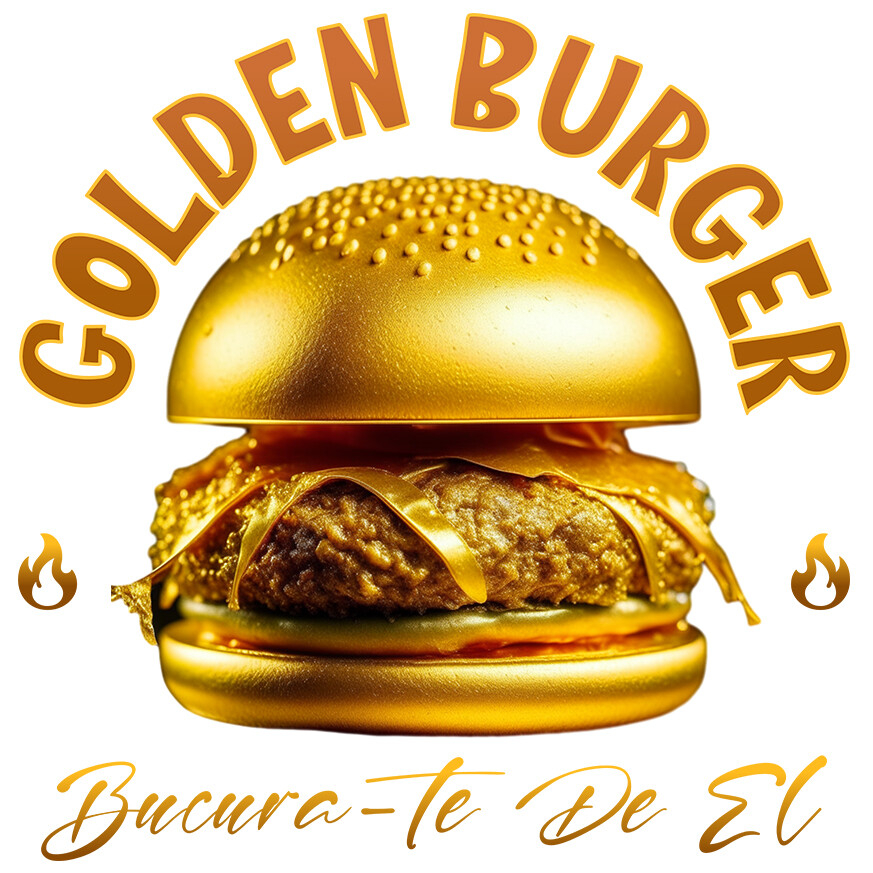 Sticker Adeziv Autocolant Personalizat Golden Burger Savuros De Aur | Fast Food Delicios și Personalizat pentru Familie și Prieteni [1]