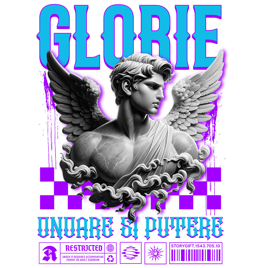 Sticker Adeziv Autocolant Personalizat Bust Statuie Bărbat Cu Aripi - Cadou Personalizat Glorie, Onoare și Putere pentru Familie și Prieteni [1]