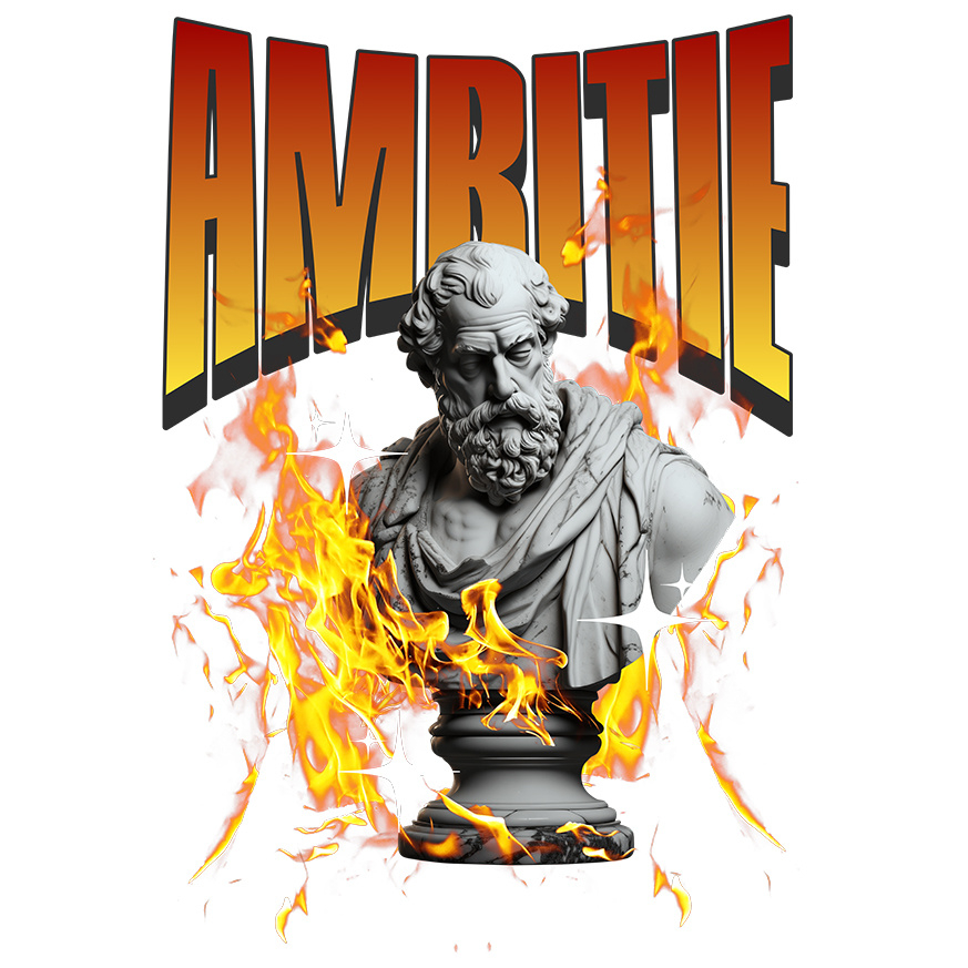 Sticker Adeziv Autocolant Personalizat Bust Statuie Grecească cu Mesaj de Ambiție - Cadou Motivațional pentru Succes [1]