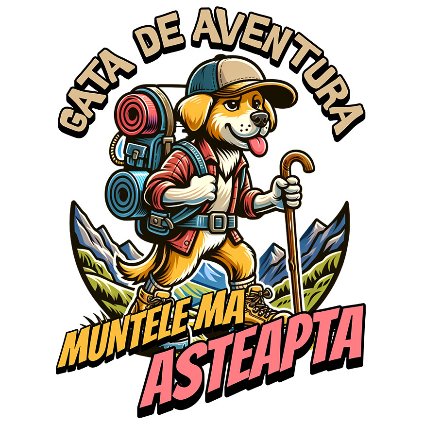 Sticker Adeziv Autocolant Personalizat „Câine de Aventură pe Munte cu Rucsac – Cadou Personalizat pentru Iubitorii de Natură” [1]