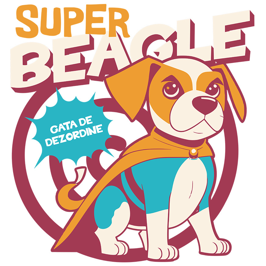 Sticker Adeziv Autocolant Personalizat Super Beagle – Tricou Personalizat Câine Supererou și Aventurier [1]