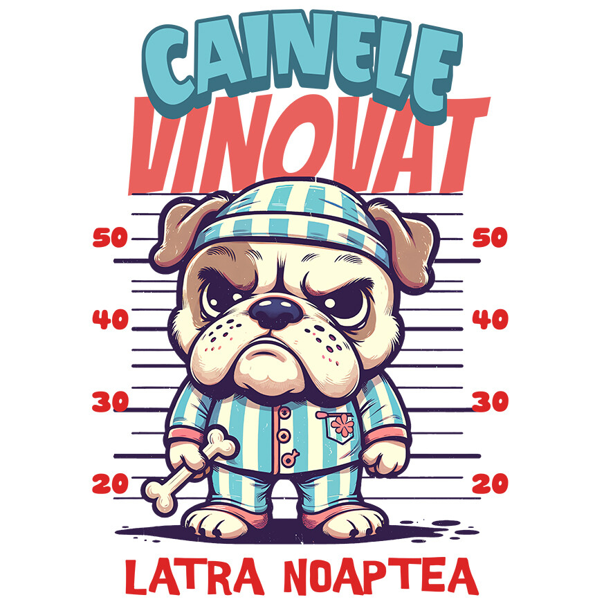 Sticker Adeziv Autocolant Personalizat „Câine Nervos Arestat – Câinele Vinovat Latră Noaptea – Cadou Personalizat” [1]