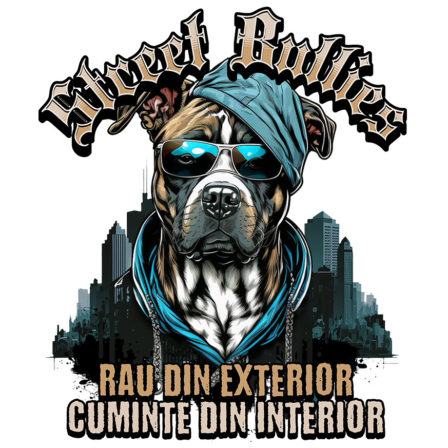 Sticker Adeziv Autocolant Personalizat „Câine Portret Stil Gangster – Rau Din Exterior, Cuminte Din Interior – Cadou Personalizat” [1]