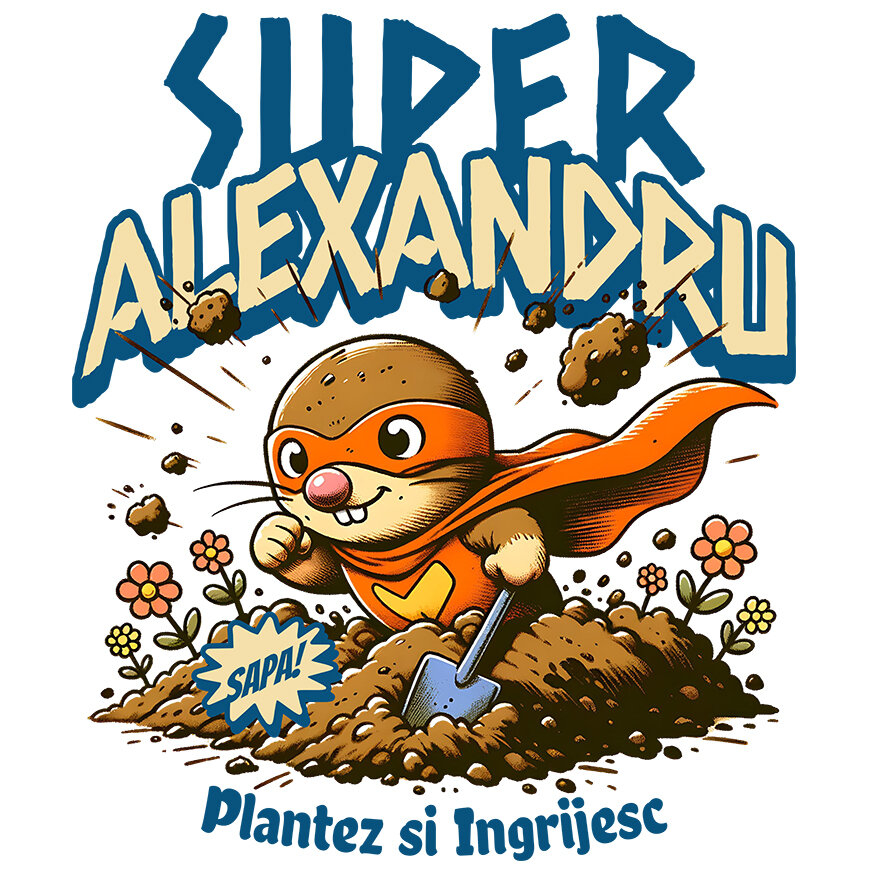 Sticker Adeziv Autocolant Personalizat Cârtița Cu Mască Și Pelerină Roșie Super Erou – Cadou Personalizat Pentru Alexandru [1]