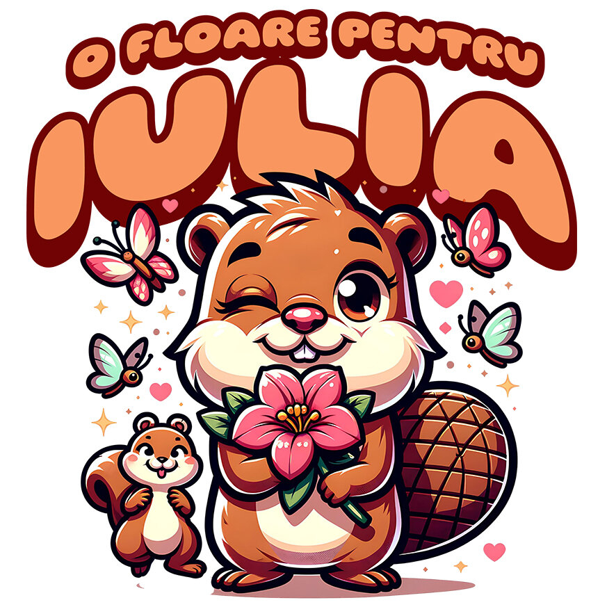 Sticker Adeziv Autocolant Personalizat Tricou Personalizat Castor Romantic – Cadou pentru Iubirea Ta | Dragobete și Valentine's Day [1]