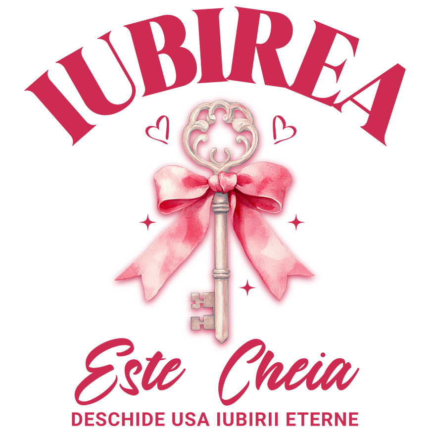 Sticker Adeziv Autocolant Personalizat Cheie de Argint cu Funda Roz și Mesaj „Iubirea este cheia iubirii eterne” – Cadou Personalizat [1]