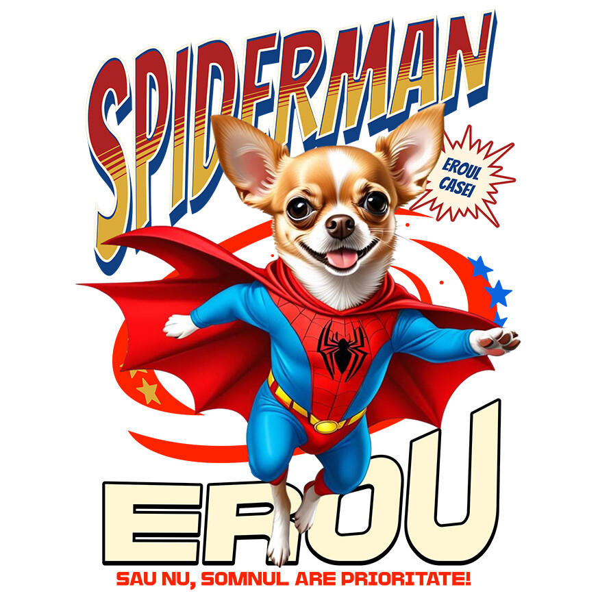 Sticker Adeziv Autocolant Personalizat Chihuahua în Costum Spider-Man - Cadou Personalizat pentru Copii și Familie [1]