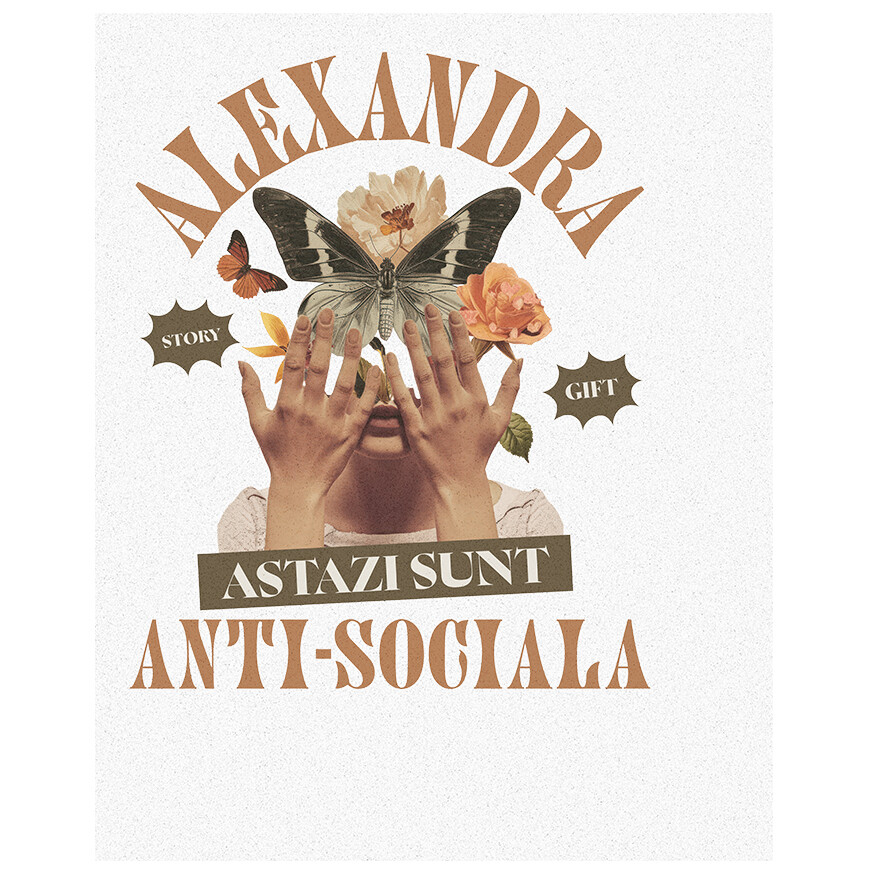 Sticker Adeziv Autocolant Personalizat Chip Feminin cu Flori și Fluture | Cadou Personalizat Anti-sociala | Alexandra [1]