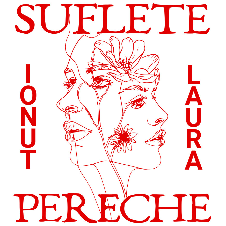 Sticker Adeziv Autocolant Personalizat „Suflete Pereche Laura Ionut - Cadou Personalizat cu Flori pentru Valentine's Day și Dragobete” [1]