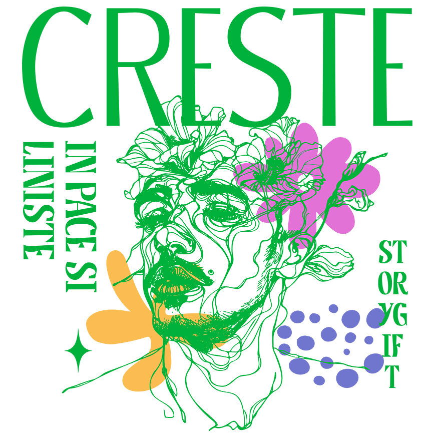 Sticker Adeziv Autocolant Personalizat Chip Uman cu Flori Colorate - Mesaj „Crește în Pace și Liniște, Dragoste” - Cadou Personalizat [1]