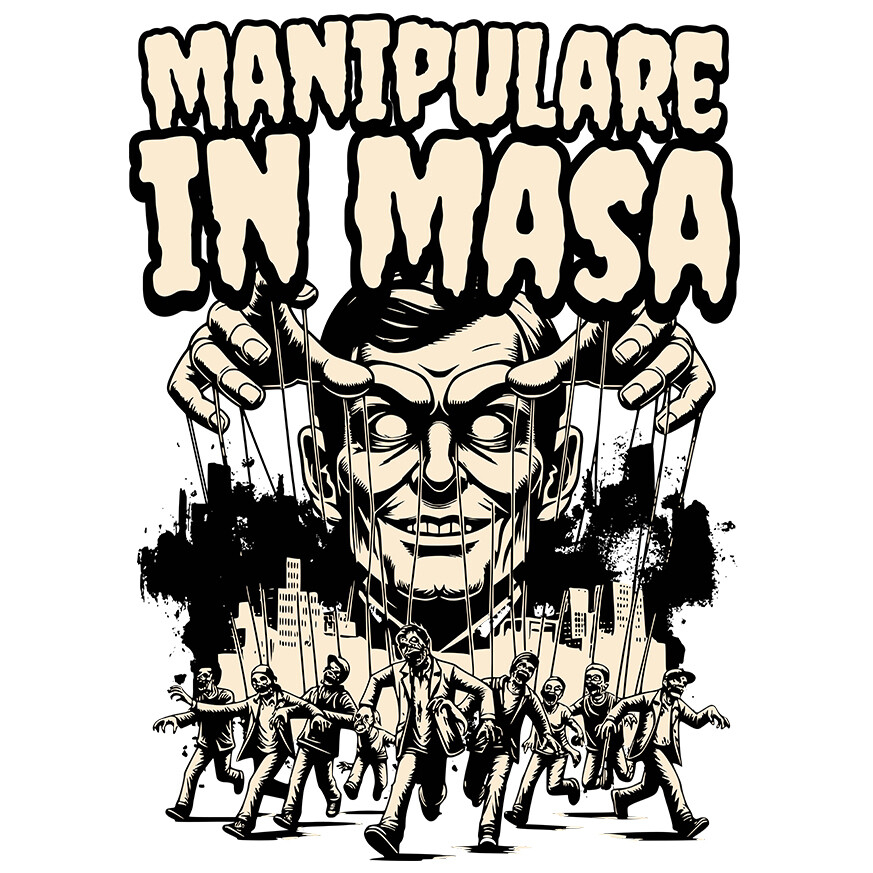 Sticker Adeziv Autocolant Personalizat "Manipulare în Masă - Chip Uman Manipulat Marionete, Produse Personalizate pentru Familie și Educație" [1]