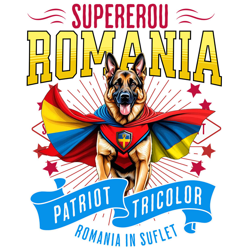 Sticker Adeziv Autocolant Personalizat Ciobănesc German în Costum de Căpitan România – Cadou Personalizat pentru Iubitorii de Câini [1]