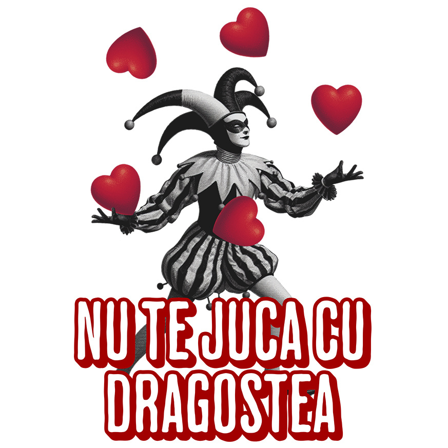 Sticker Adeziv Autocolant Personalizat Clovn Jonglând cu Inimi „Nu te Juca cu Dragostea Mea” – Cadou Personalizat de Valentine's Day [1]