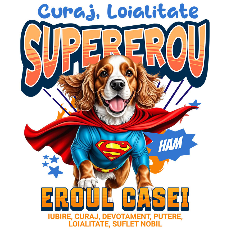 Sticker Adeziv Autocolant Personalizat Cocker Spaniel în Costum de Superman – Produse Personalizate pentru Copii și Familie [1]