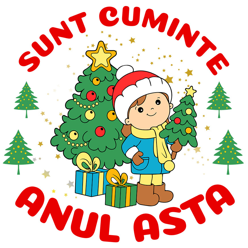 Sticker Adeziv Autocolant Personalizat Tricou Personalizat Crăciun Copii – „Sunt Cuminte Anul Ăsta” | Cadou Perfect [1]