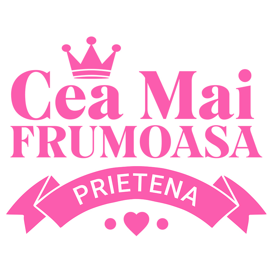 Sticker Adeziv Autocolant Personalizat "Coroana Regală de Prințesă cu Inimioare Roz – Mesaj Personalizat ‘Cea Mai Frumoasă Prietenie’" [1]