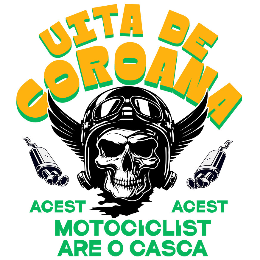 Sticker Adeziv Autocolant Personalizat Tricouri Personalizate Moto - Craniu cu Aripi, Rege pe Șosea [1]