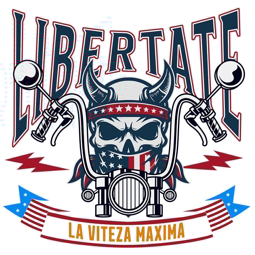 Sticker Adeziv Autocolant Personalizat Tricouri Personalizate Moto - Craniu Biker Cu Coarne & Stil Rebel [1]