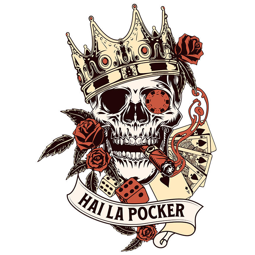 Sticker Adeziv Autocolant Personalizat Craniu Uman cu Coroană Regală și Poker - Cadou Personalizat „Hai la Poker” - Cadou cu Stil și Eleganță [1]