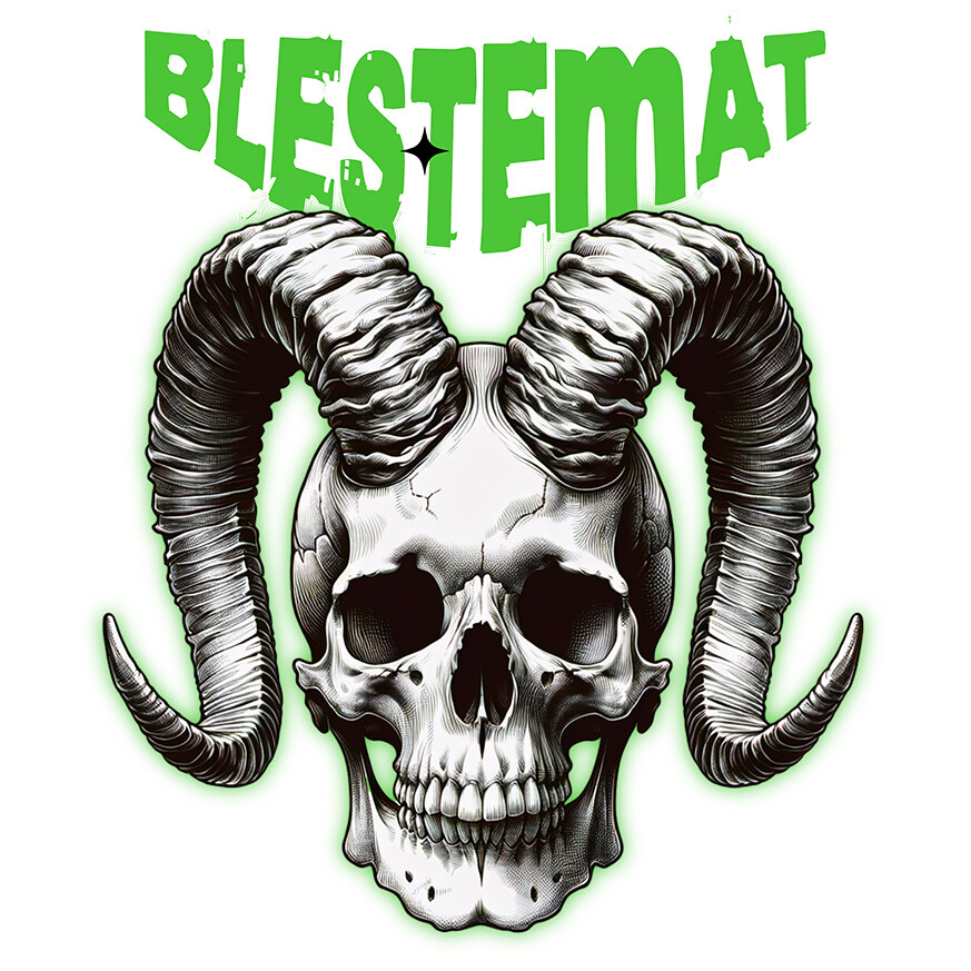 Sticker Adeziv Autocolant Personalizat Craniu Uman Mort cu Coarne Lung | Blestemat de Halloween [1]