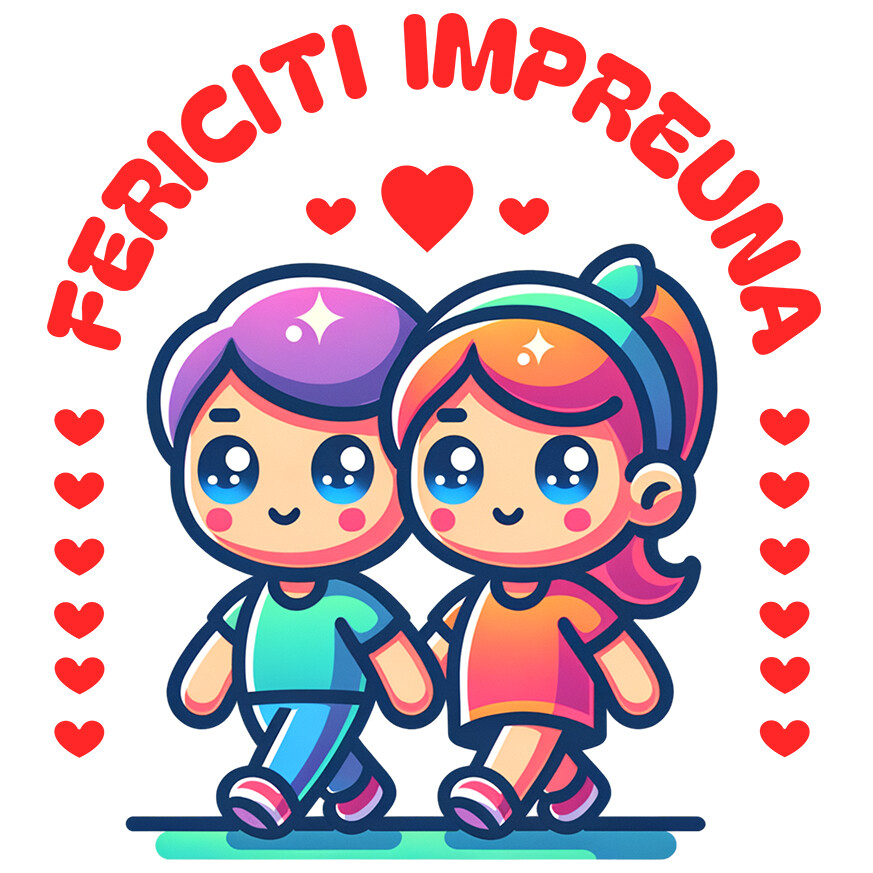 Sticker Adeziv Autocolant Personalizat „Cuplu Fericit în Plimbare Romantică - Cadou Personalizat pentru Iubiți” [1]