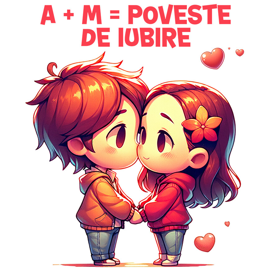 Sticker Adeziv Autocolant Personalizat Cadou Personalizat Cuplu Iubire cu Text „A+M= Poveste de Iubire” pentru Valentine's Day [1]