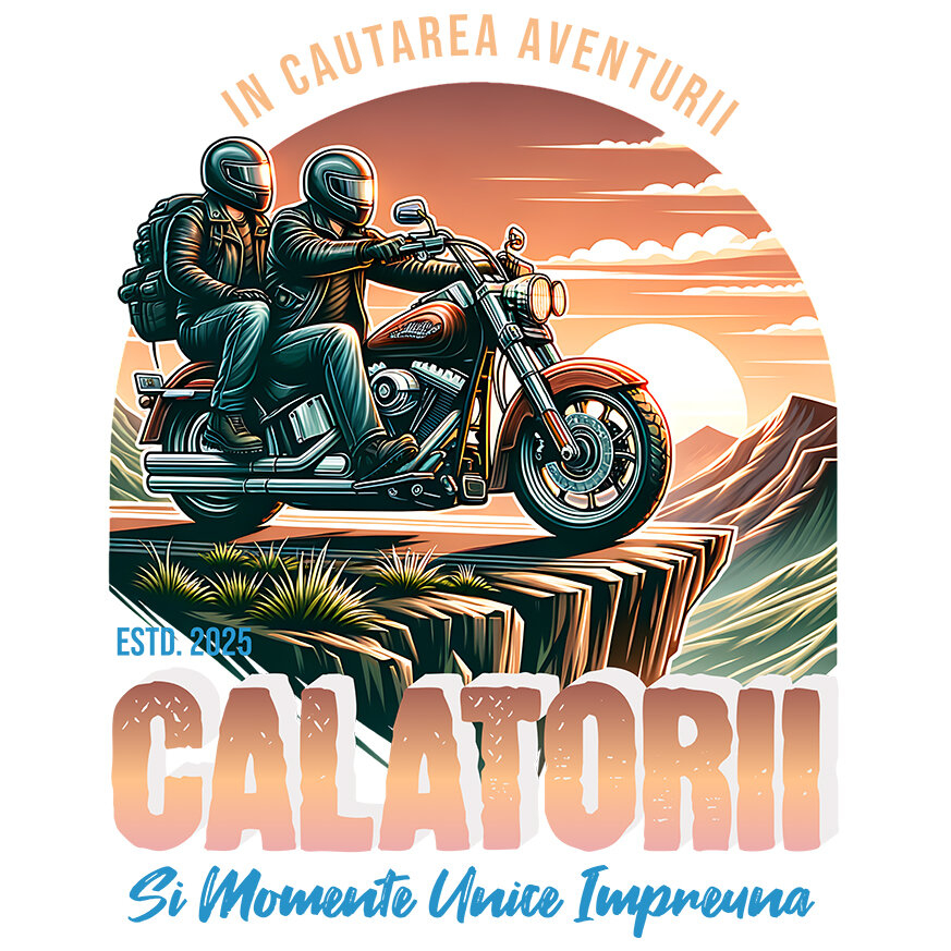 Sticker Adeziv Autocolant Personalizat Cuplu Pe Motocicletă – Călătorie Romantică cu View Montan [1]