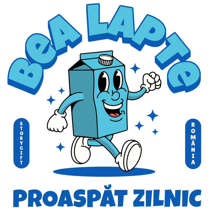 Sticker Adeziv Autocolant Personalizat „Cutie Veselă „Bea Lapte Proaspăt Zilnic” – Cadou Personalizat pentru Copii și Familie” [1]