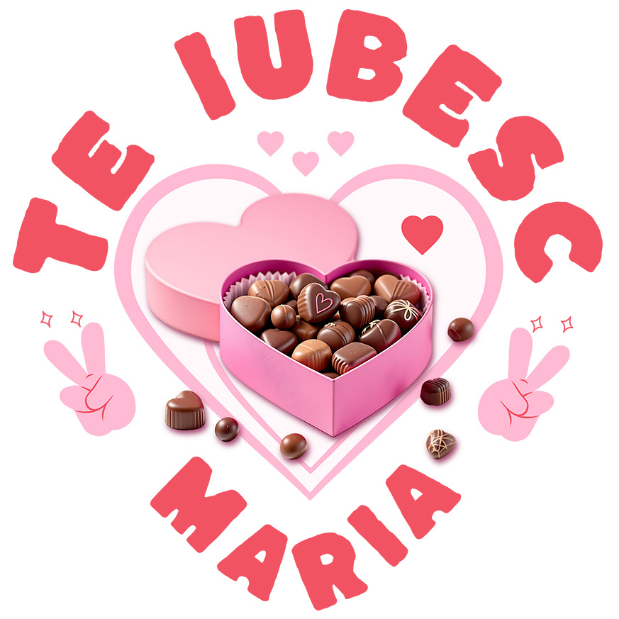 Sticker Adeziv Autocolant Personalizat „Cutie de Bomboane Personalizată cu Mesajul „Te Iubesc Maria” - Cadou Dulce pentru Iubita ta de Valentine's Day” [1]