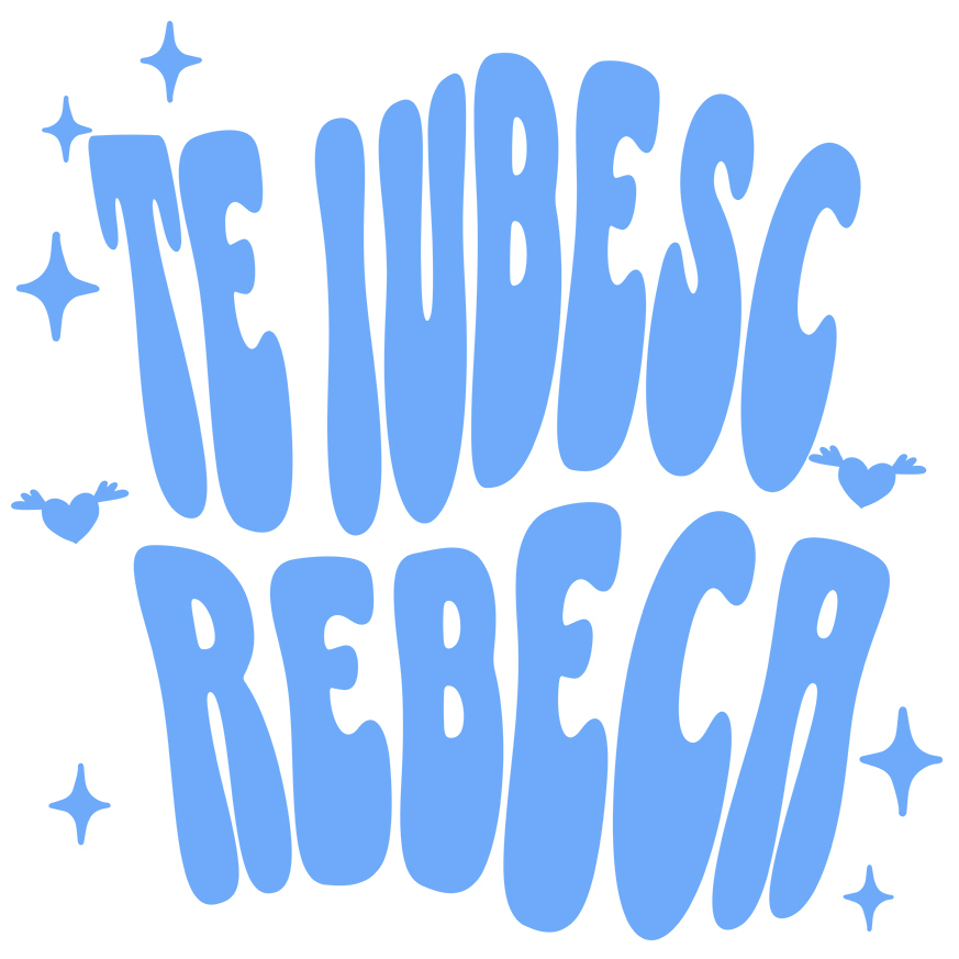 Sticker Adeziv Autocolant Personalizat "Mesaj Romantic Te Iubesc Rebeca - Cadou Personalizat Inimi și Stele pentru Valentine's Day" [1]