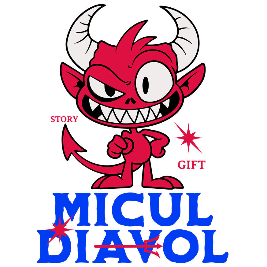 Sticker Adeziv Autocolant Personalizat Diavol Fericit cu Coarne Lungi | Cadou Halloween Jucăuș pentru Familie [1]