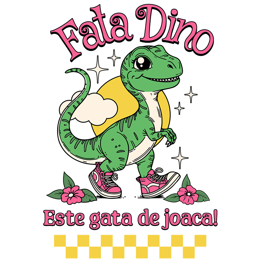 Sticker Adeziv Autocolant Personalizat Dinozaur cu Adidași Roz Personalizat pentru Copii – Cadou Unic și Distractiv [1]