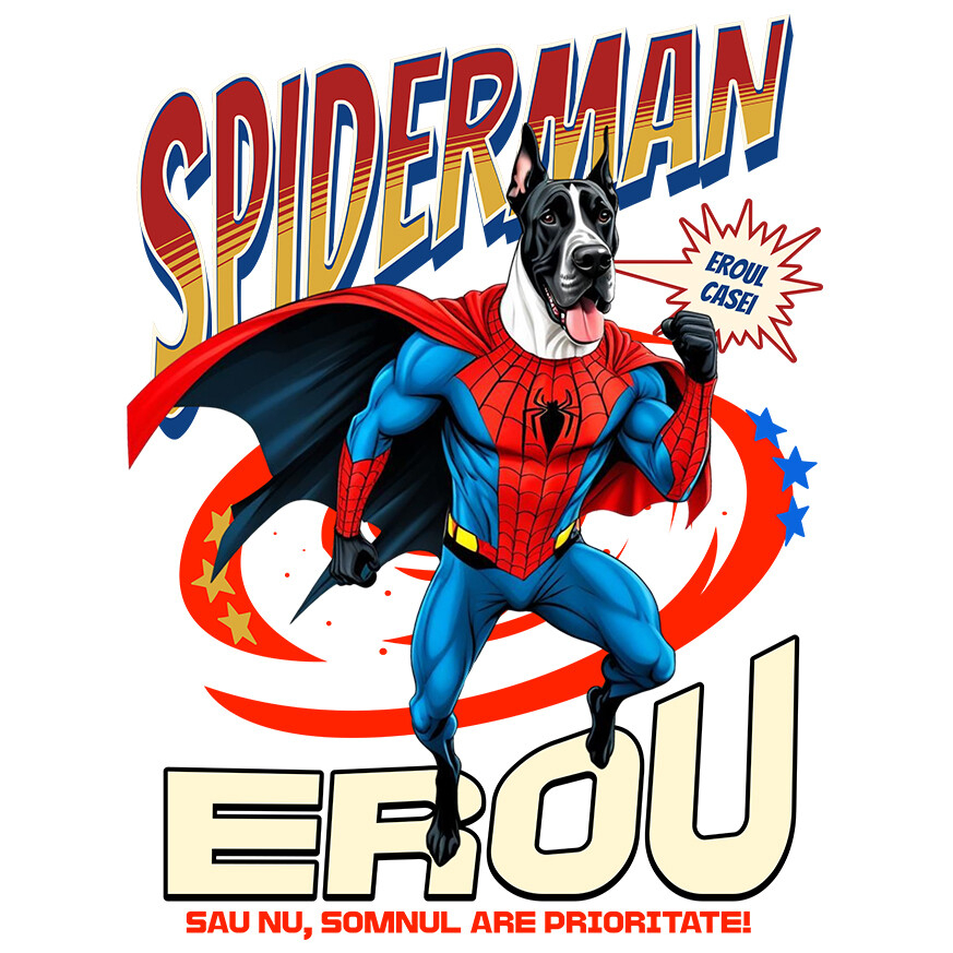 Sticker Adeziv Autocolant Personalizat Dog German în Costum Spider-Man - Cadou Personalizat pentru Copii și Familie [1]