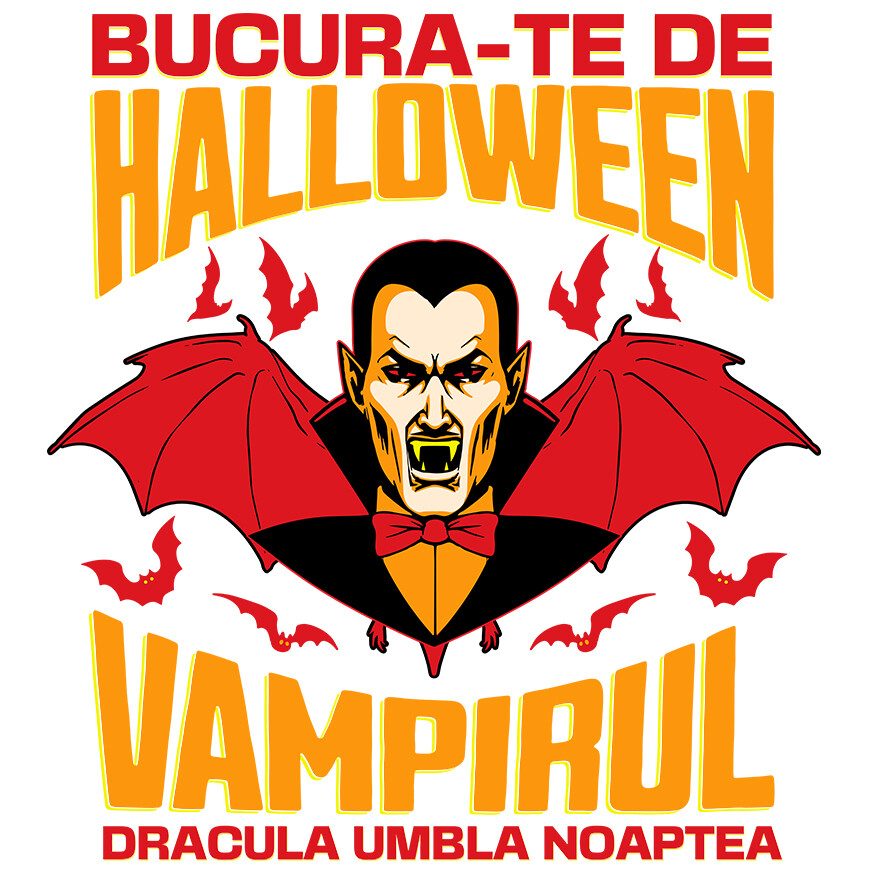 Sticker Adeziv Autocolant Personalizat Dracula cu Colți și Aripi | Vampirul Dracula Halloween | Petrecere Tematică de Groază [1]