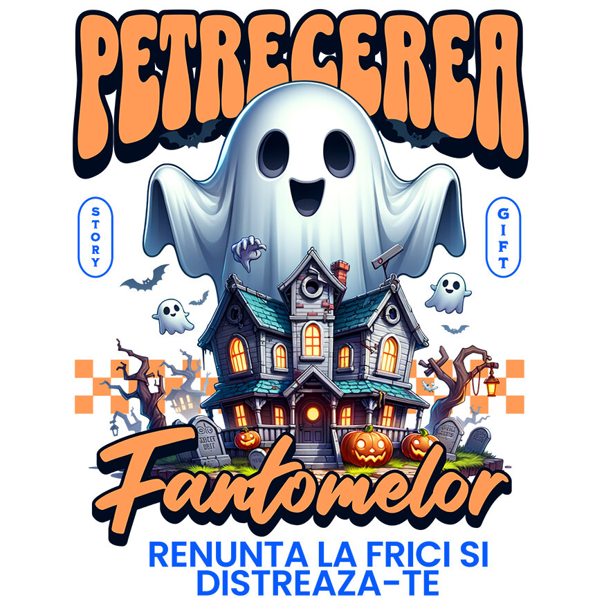 Sticker Adeziv Autocolant Personalizat Casa Bântuită și Fantome | Petrecerea Fantomelor Halloween [1]