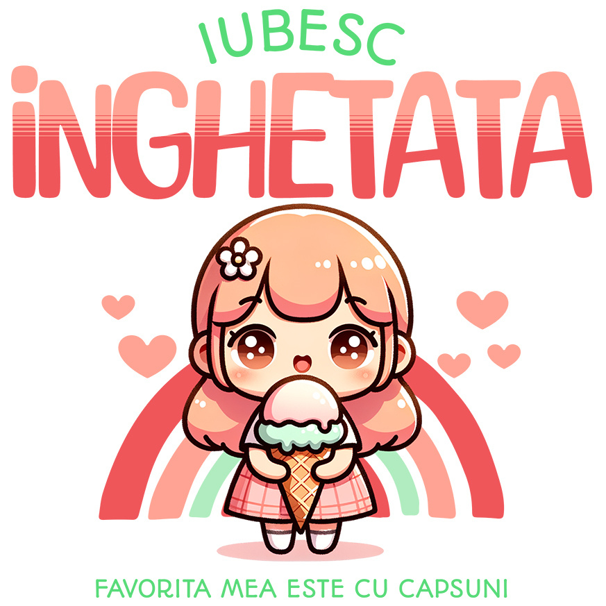 Sticker Adeziv Autocolant Personalizat Fată Stil Animat cu Înghețată Cornet – Cadou Personalizat pentru Copii și Familie [1]