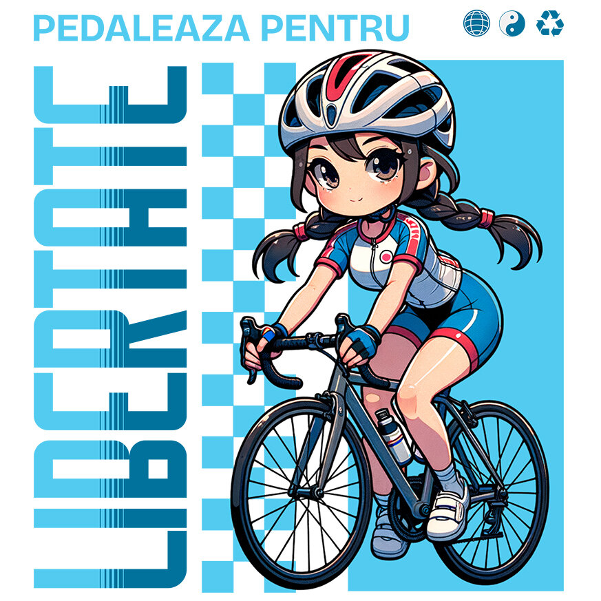 Sticker Adeziv Autocolant Personalizat Fată Anime pe Bicicletă – Design Sportiv pentru Cadouri Personalizate [1]